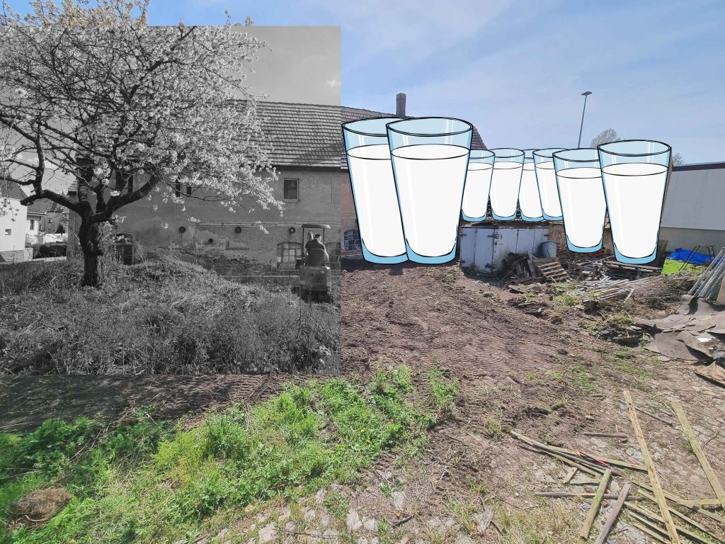 Fotomontage mit Milchglaseffekt vom Baggereinsatz im April 2023.